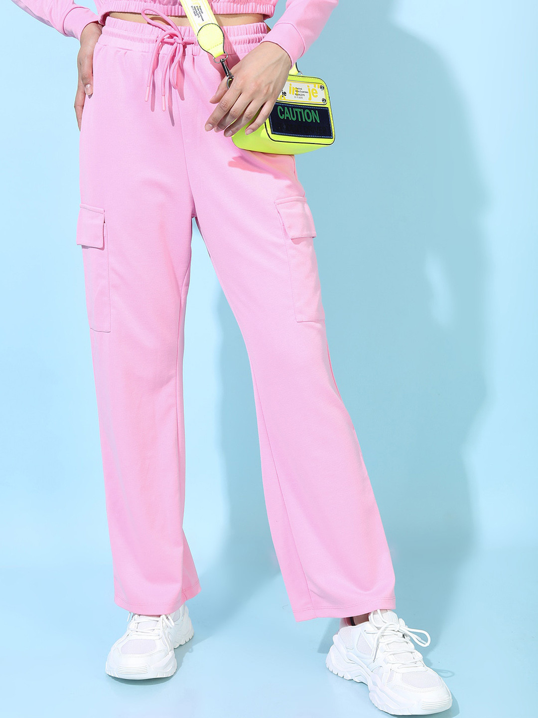 

Tokyo Talkies Women Pink Flared Fit Trousers