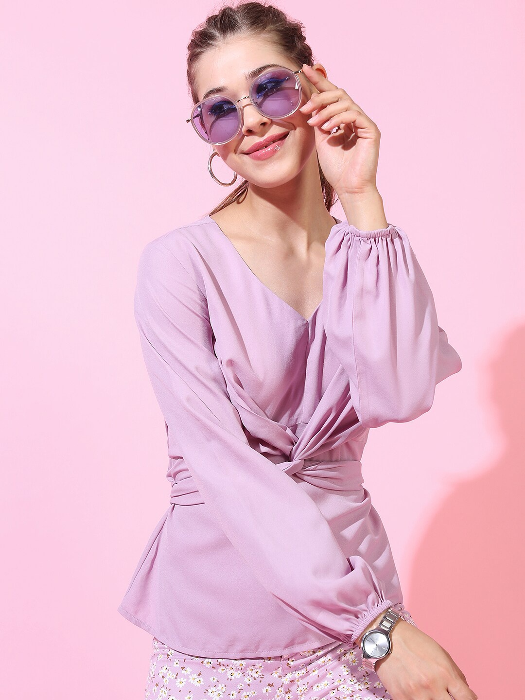 

Tokyo Talkies Purple Solid Top