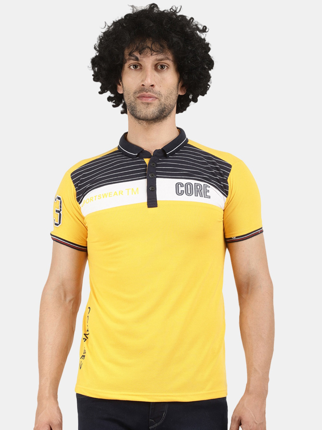 

V-Mart Men Mustard Yellow Polo Collar Slim Fit T-shirt