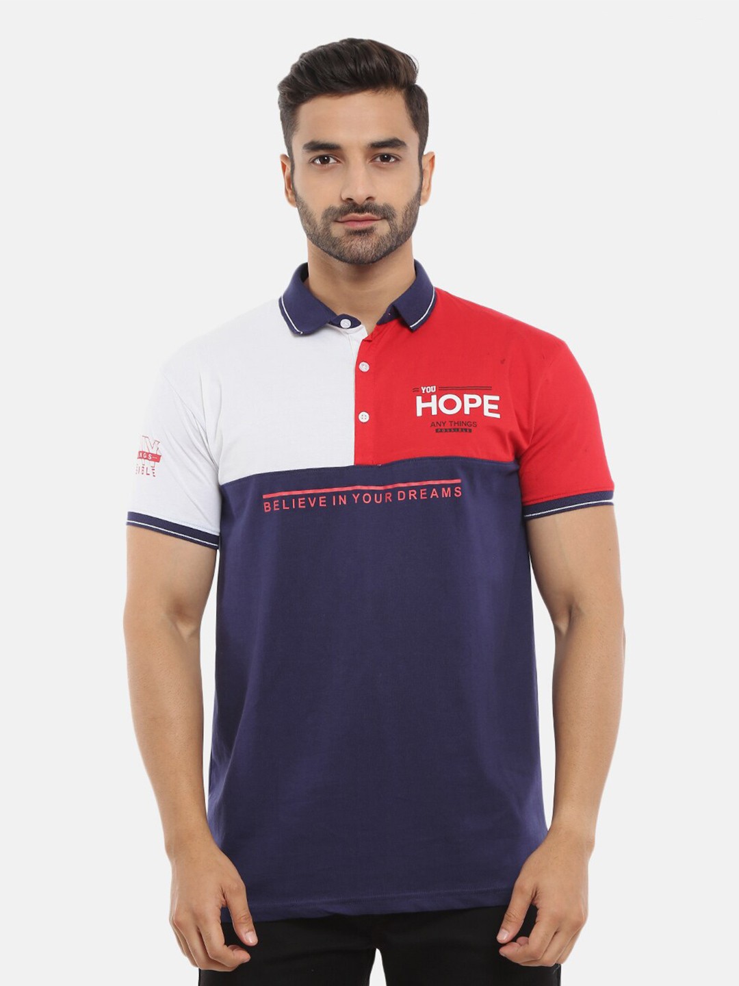 

V-Mart Men Navy Blue Polo Collar T-shirt
