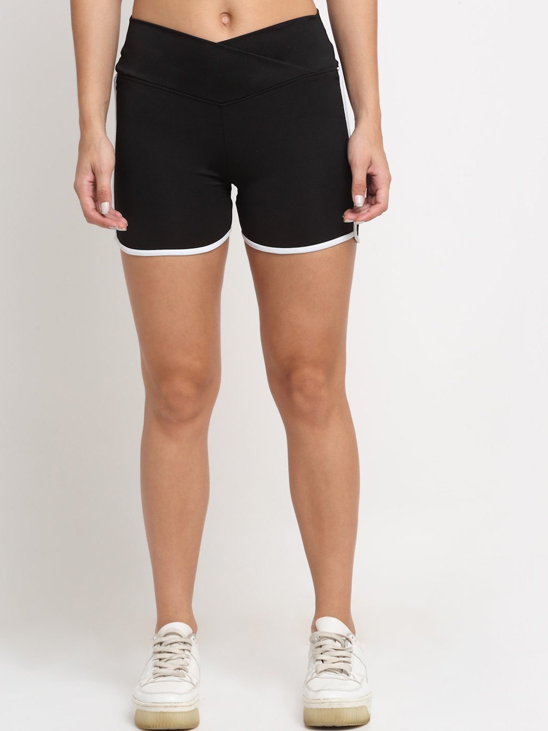 

EVERDION Women Black Slim Fit Training or Gym Shorts