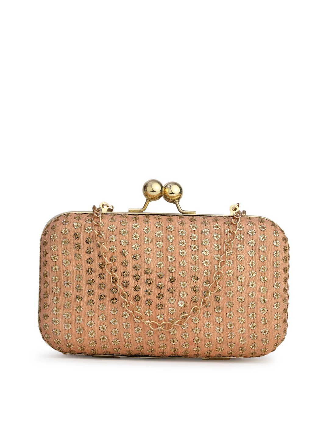 

gaura pakhi Peach-Coloured Embroidered Box Clutch