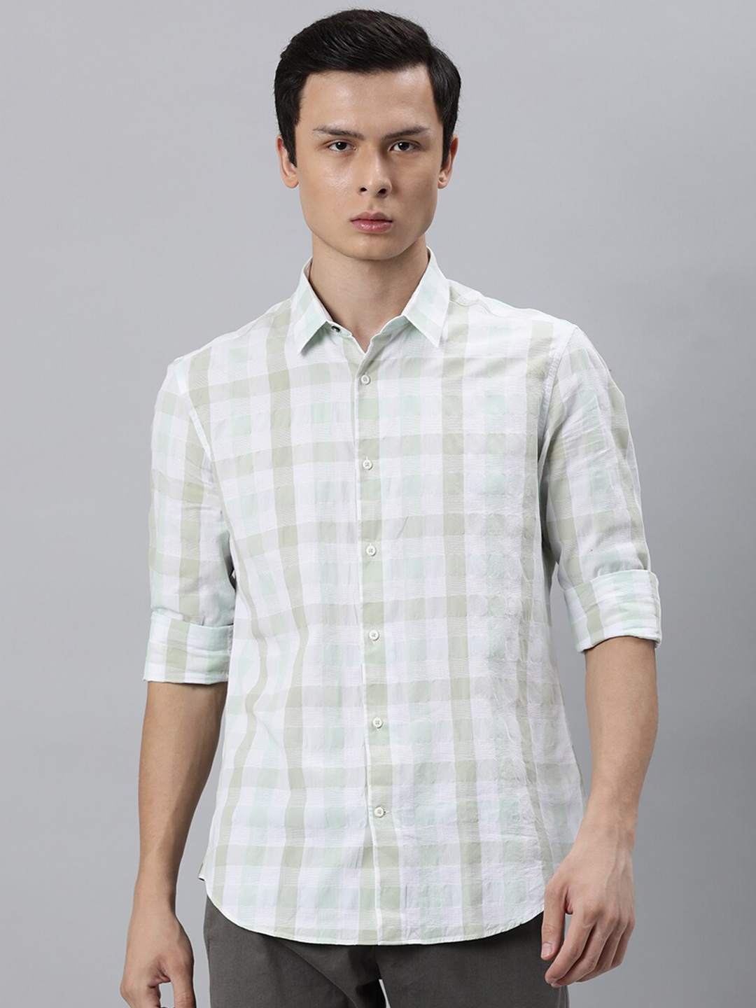 

RARE RABBIT Men Blake Slim Fit Checked Shirt, Green