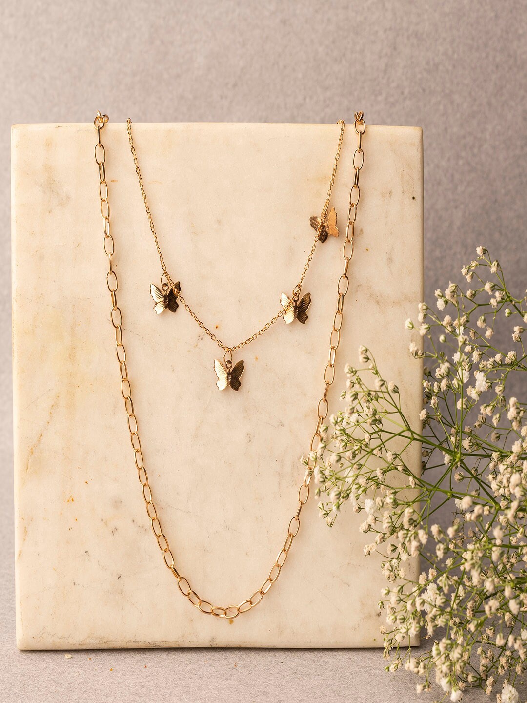

Jewelz Gold-Plated Butterfly Layered Necklace