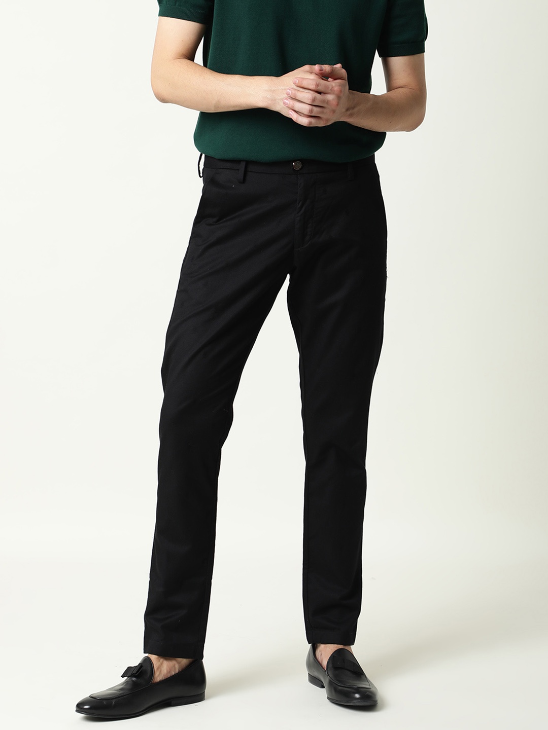 

RARE RABBIT Men Black Slim Fit Trousers