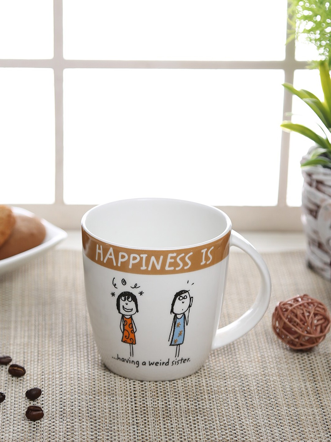 

CLAY CRAFT White & Black Printed Ceramic Glossy Mug