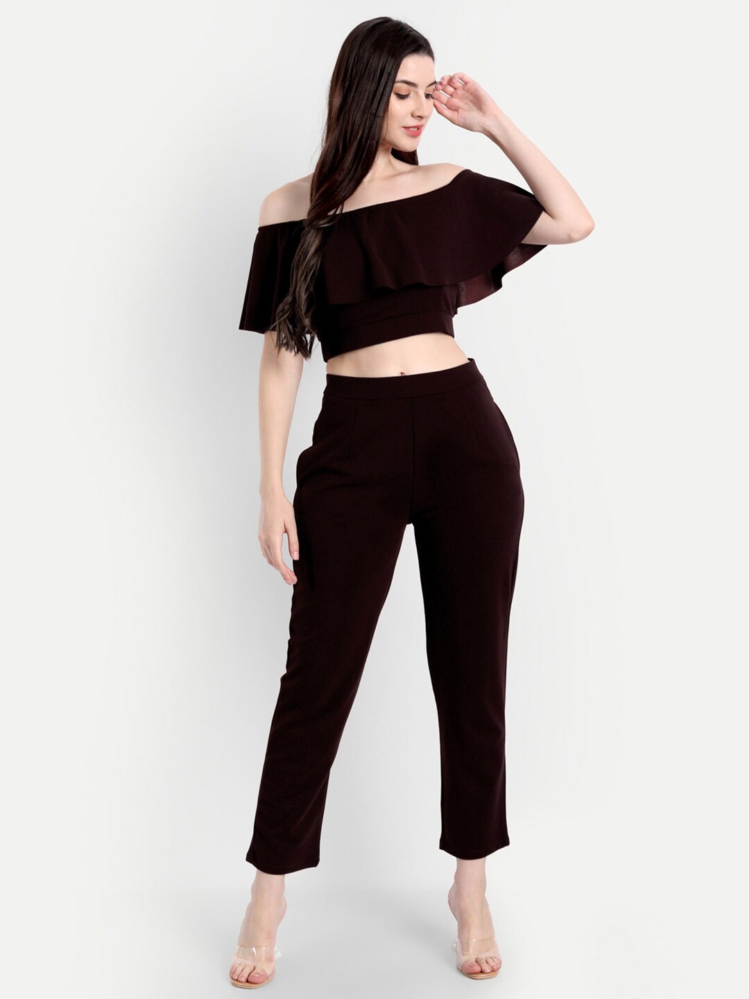 

BROADSTAR Women Maroon Top with Trousers