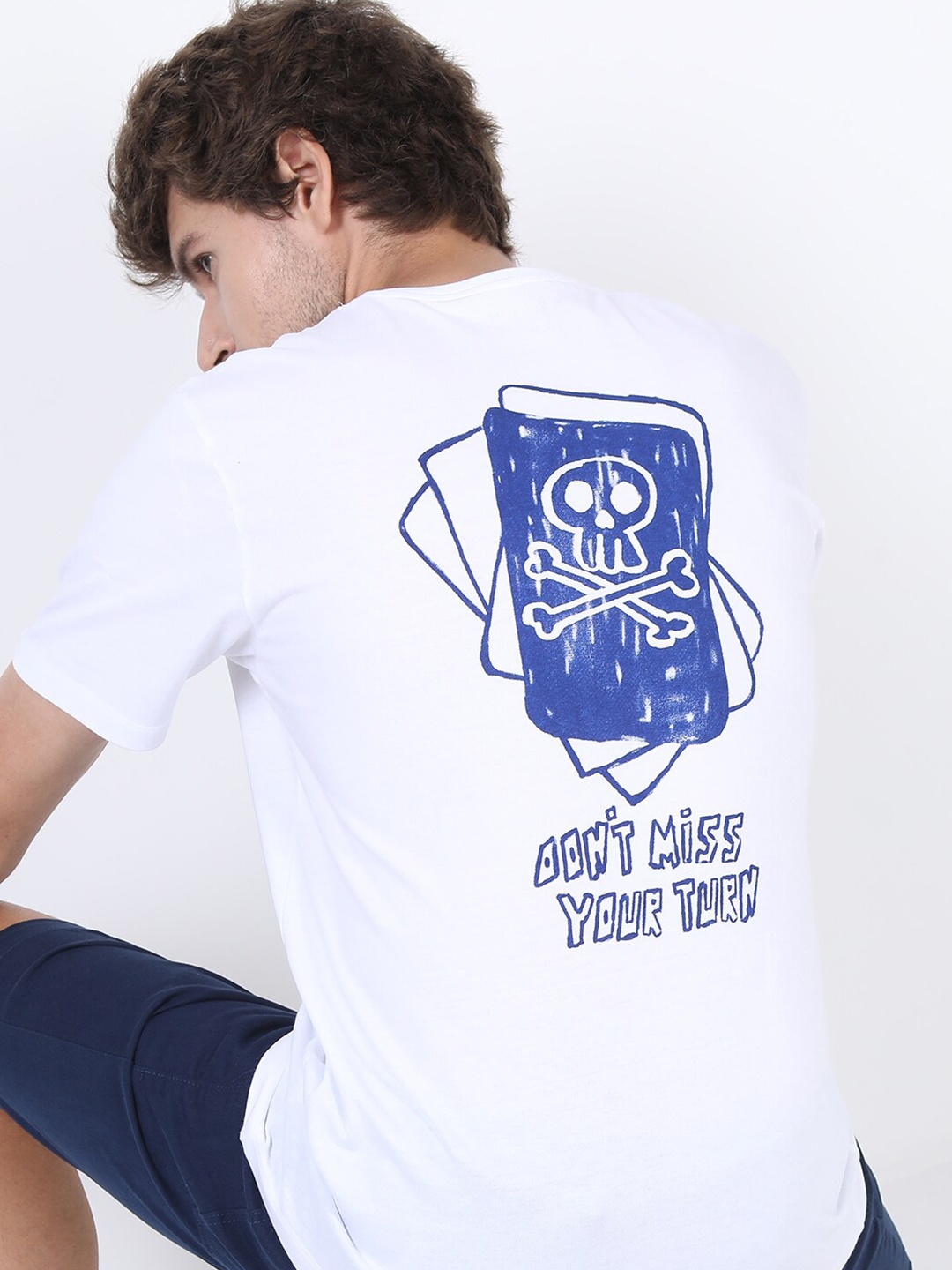 

KETCH Men White & Blue Typography Printed Slim Fit T-shirt