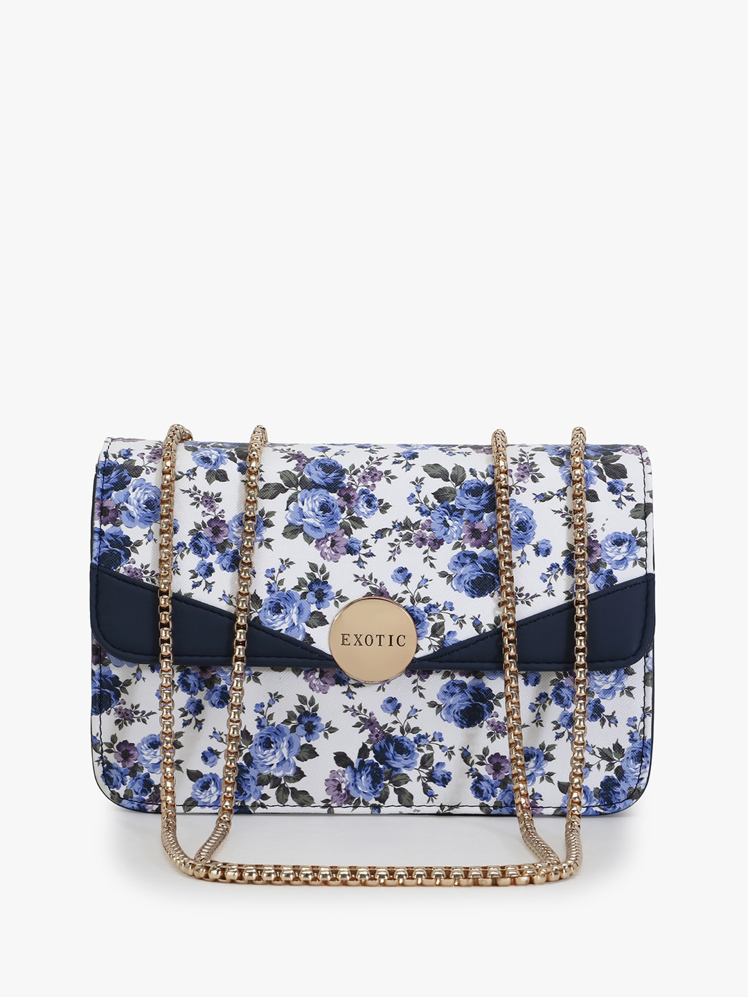 

Exotic Blue Floral Printed Structured Sling Bag