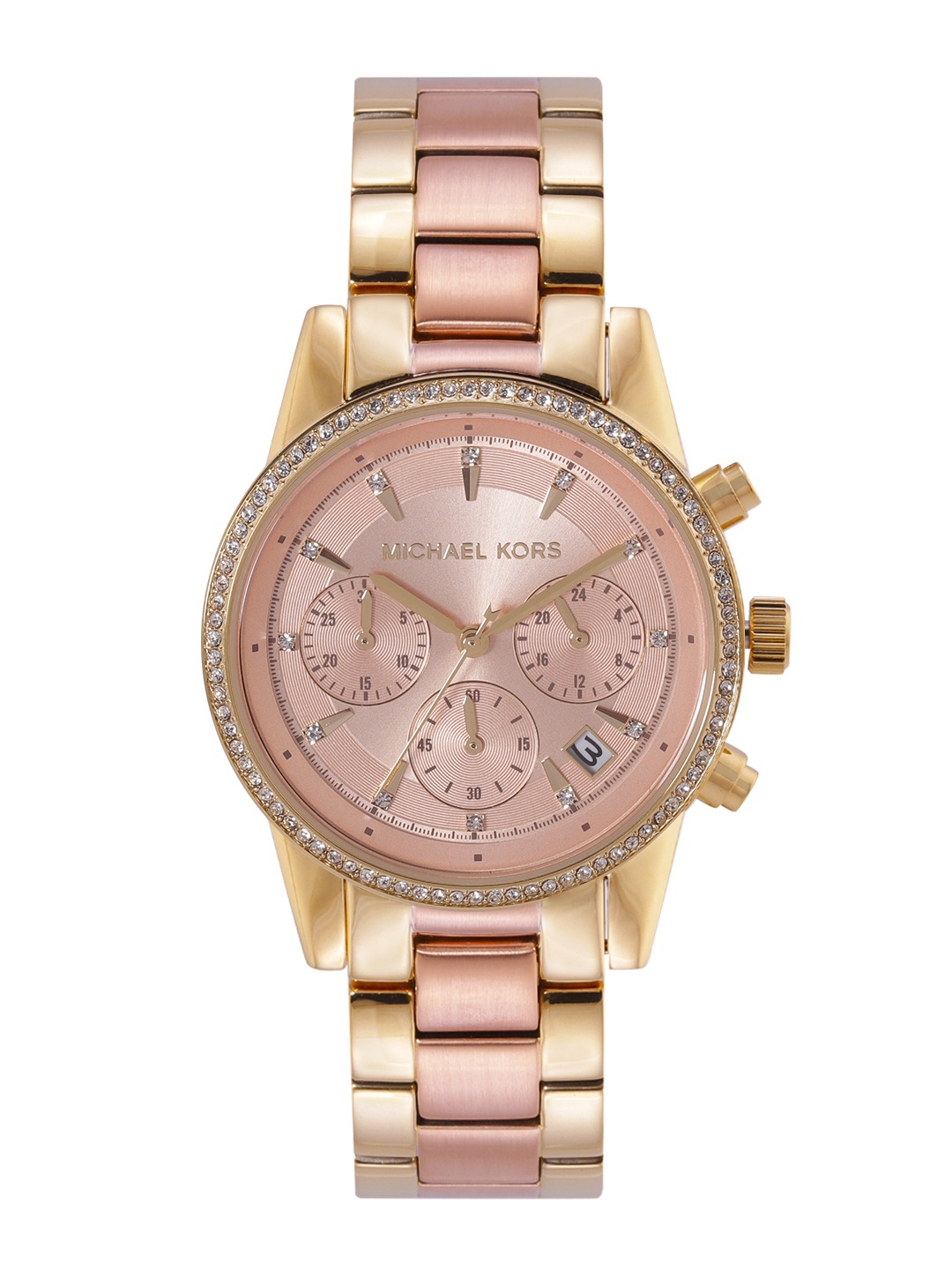 

Michael Kors Women Bracelet Style Chronograph Watch MK6475I, Rose gold