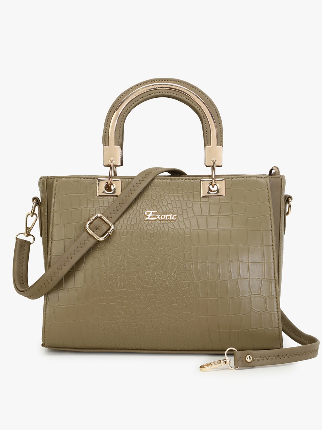 

Exotic Olive Green Textured Structured Handheld Bag