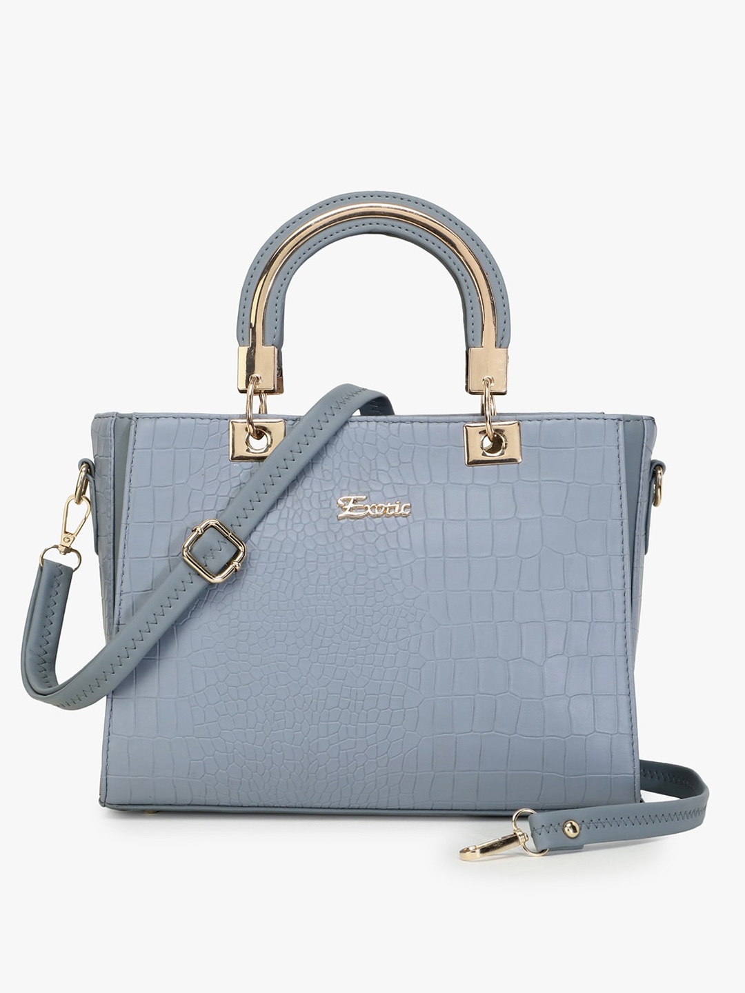 

Exotic Women Grey Textured PU Structured Handheld Bag