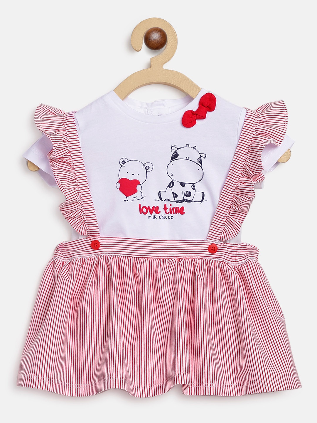 

Chicco Girls White & Pink Printed Pure Cotton T-shirt with Skirt