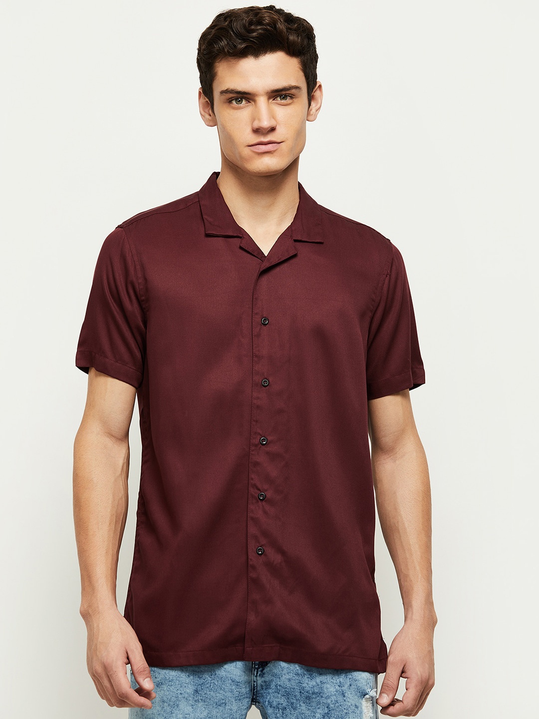 

max Men Maroon Casual Shirt