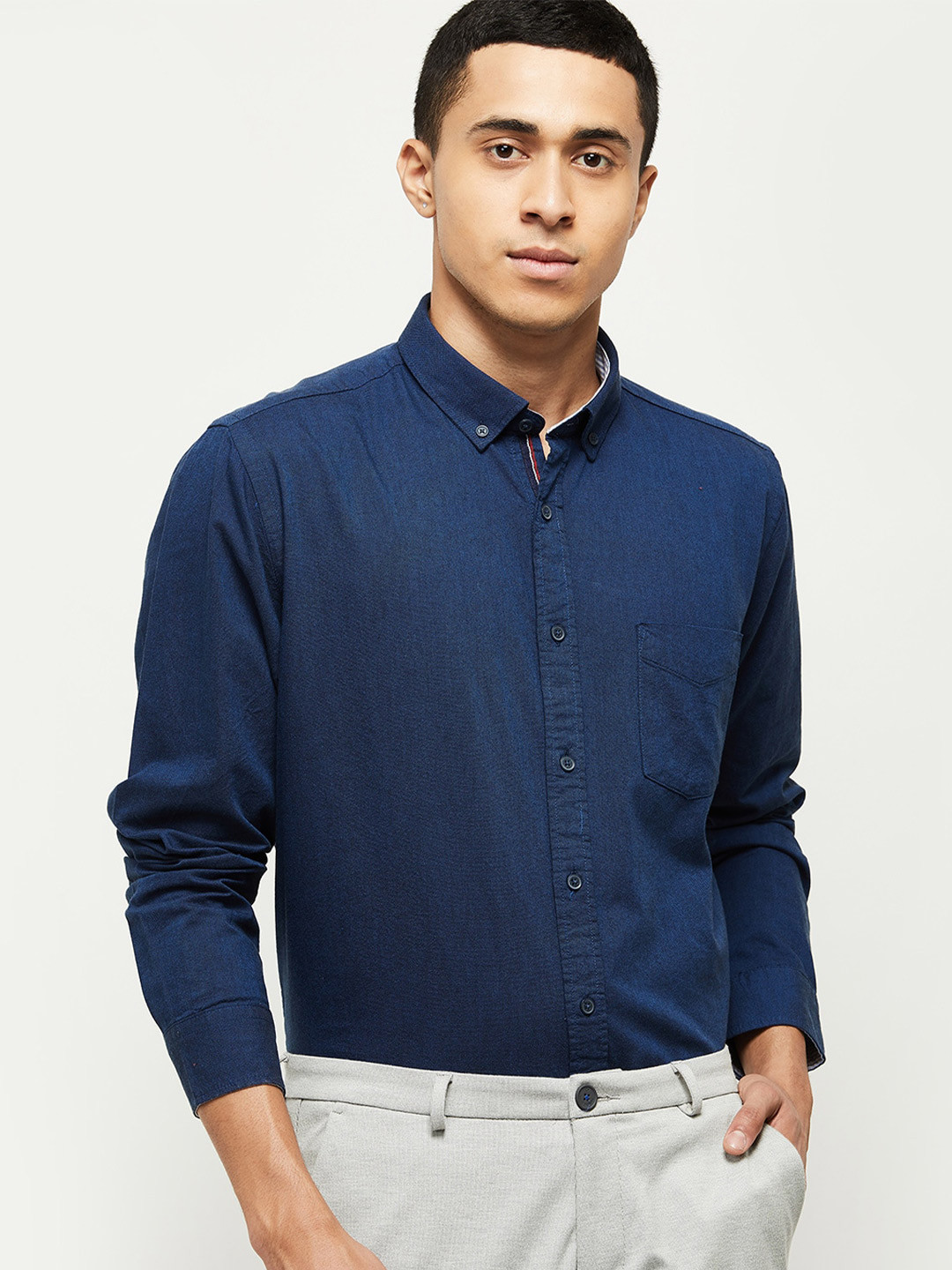 

max Men Navy Blue Casual Shirt