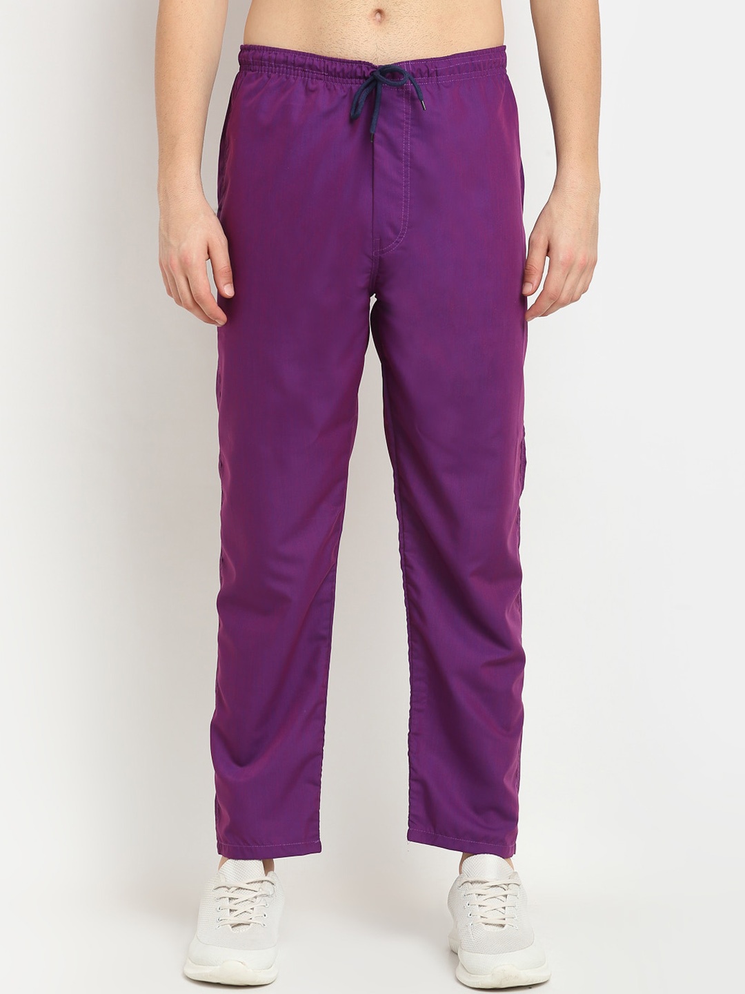 

JAINISH Men Purple Solid Pure Cotton Slim-Fit Track Pants