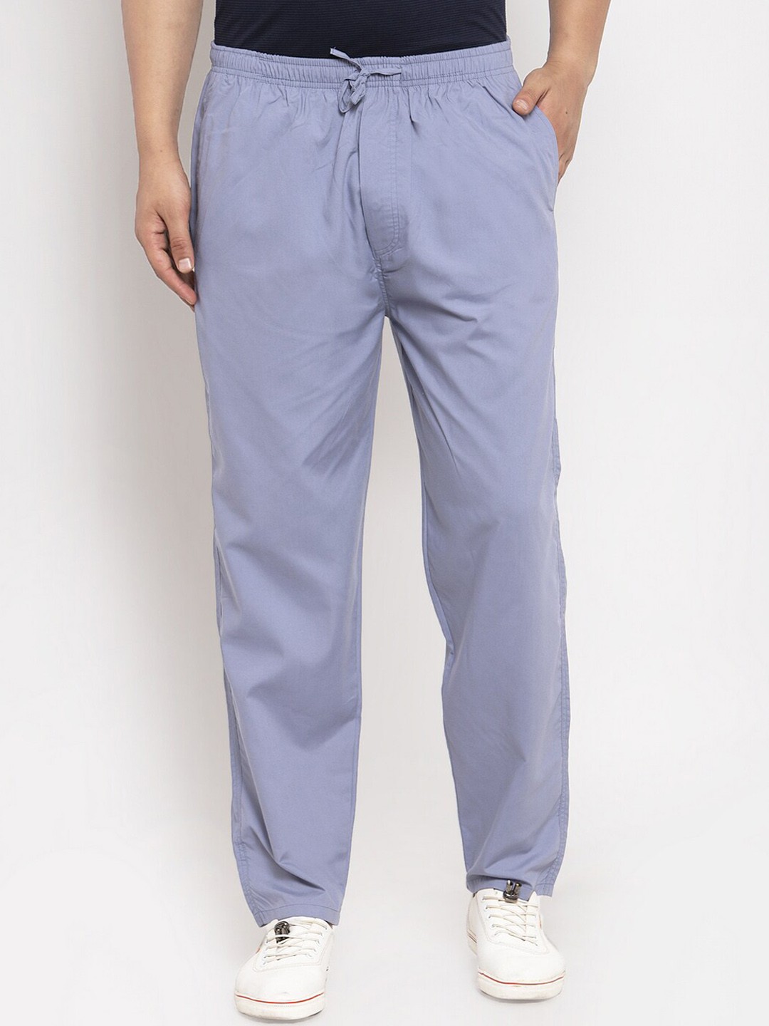 

JAINISH Men Grey Solid Pure Cotton Slim-Fit Track Pants