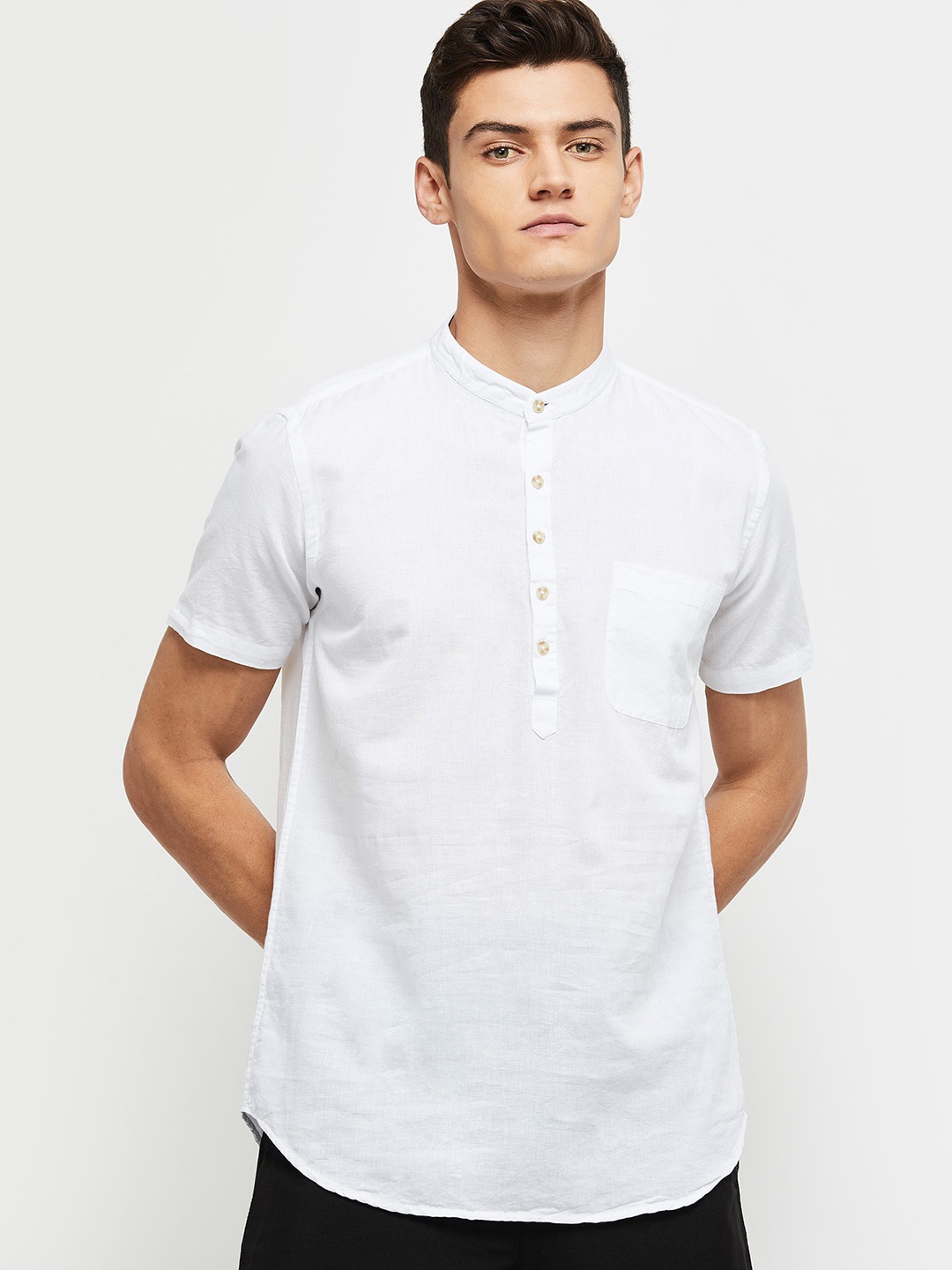 

max Men White Kurta 60% COTTON