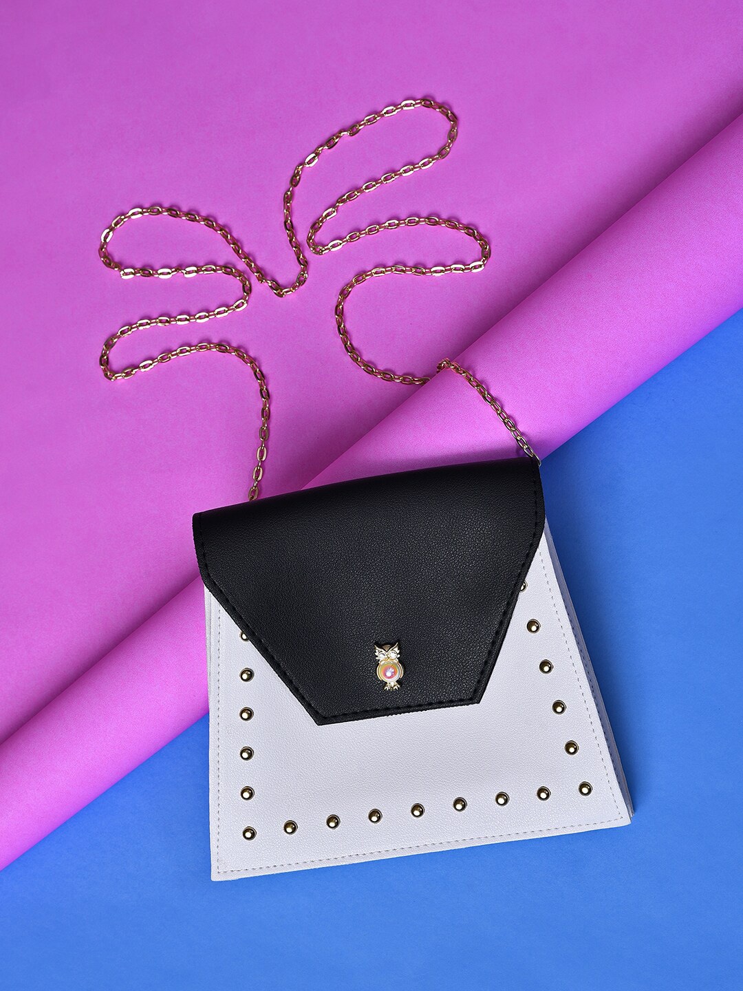 

HAUTE SAUCE by Campus Sutra Black Embellished PU Structured Sling Bag