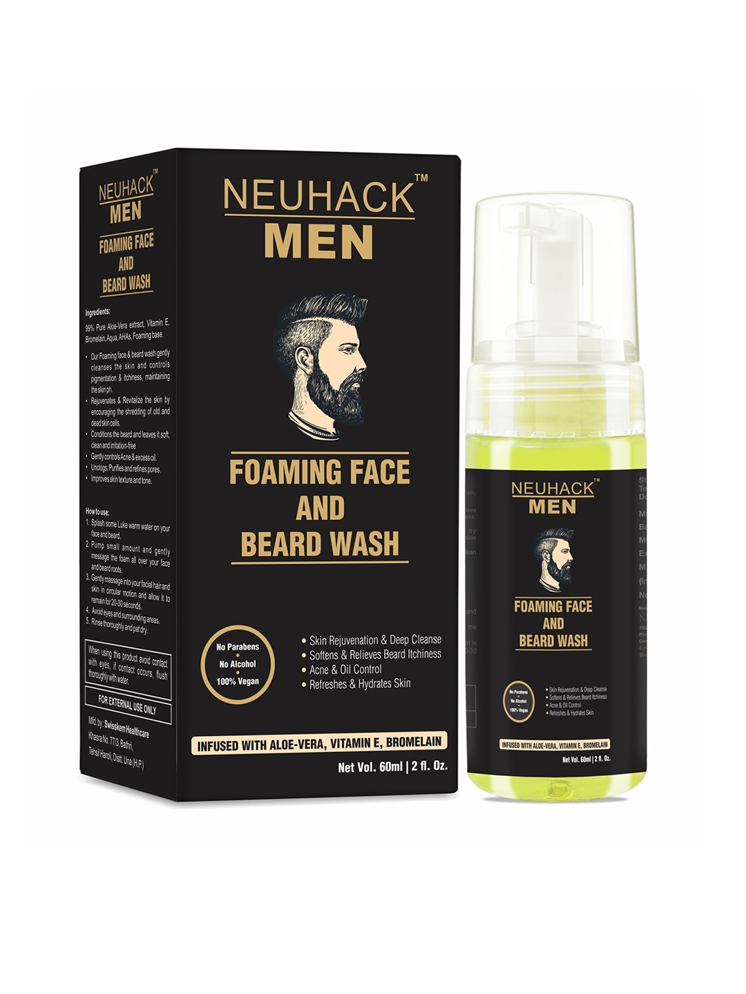 

Neuhack Men Bromelain & Vitamin E Foaming Face & Beard wash, Yellow