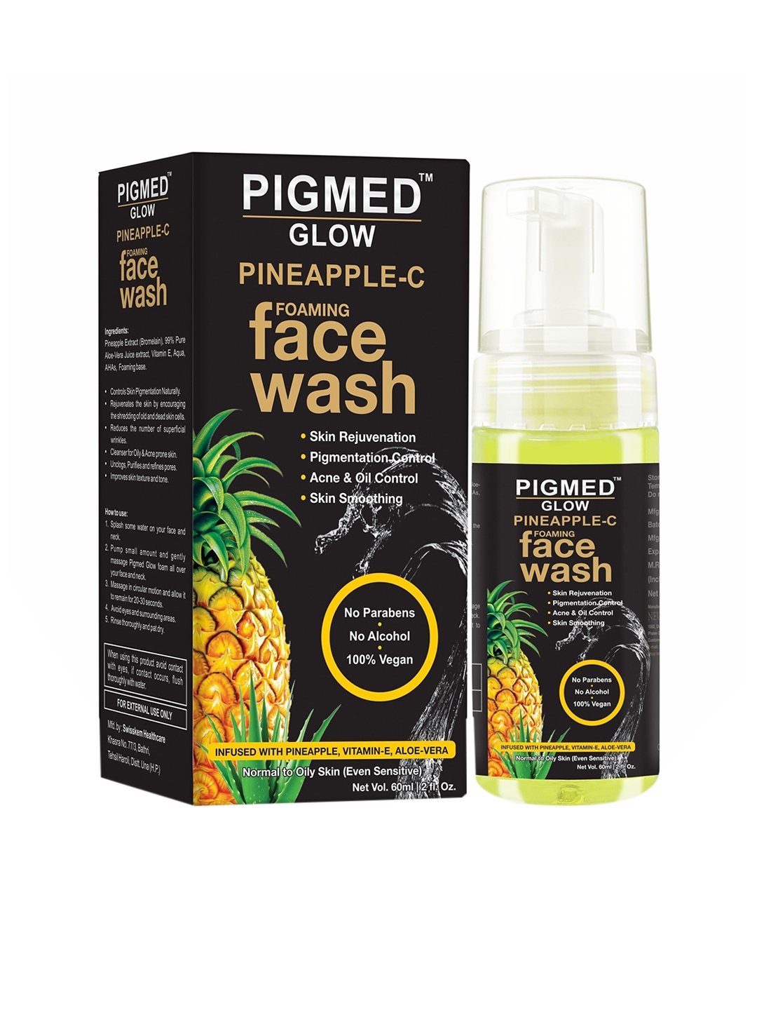 

Neuhack Pigmed Glow Pineapple Vitamin C Foaming Face Wash - 60 ml, Black