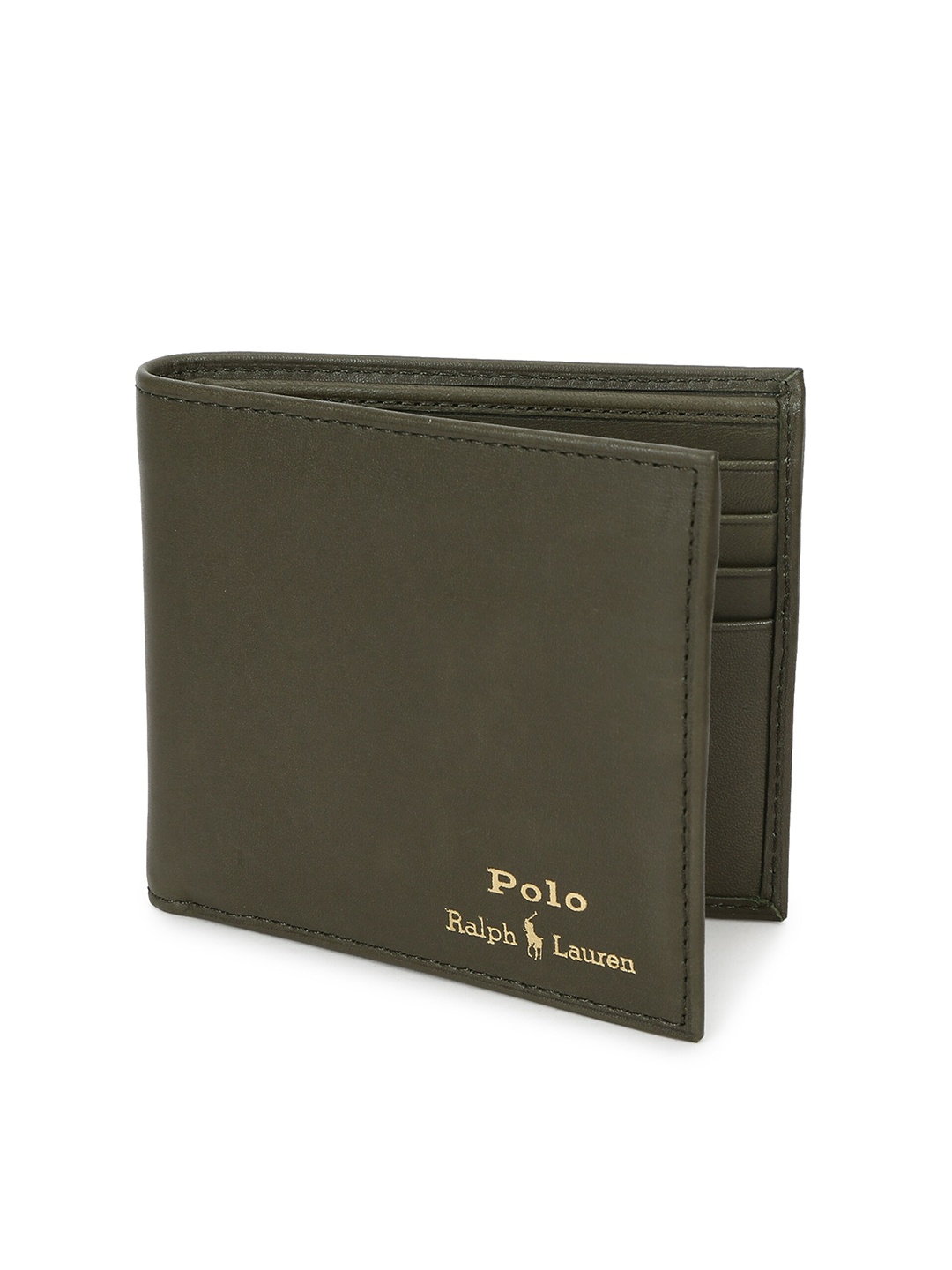 

Polo Ralph Lauren Men Olive Green Leather Two Fold Wallet