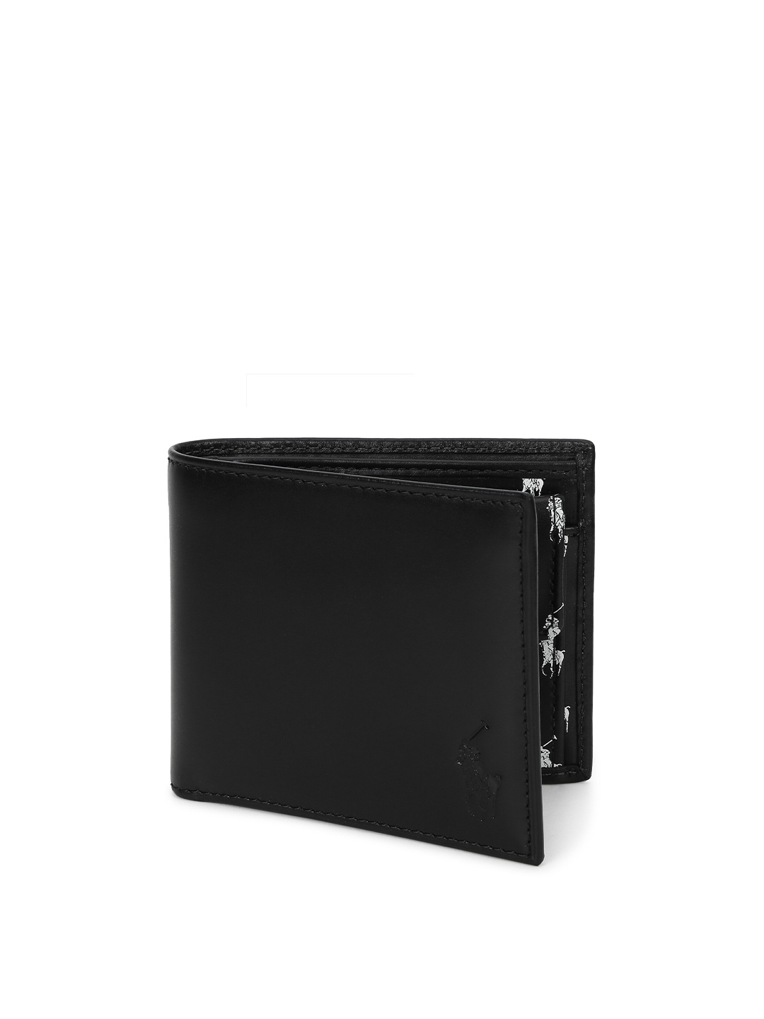 

Polo Ralph Lauren Men Black & White Leather Two Fold Wallet