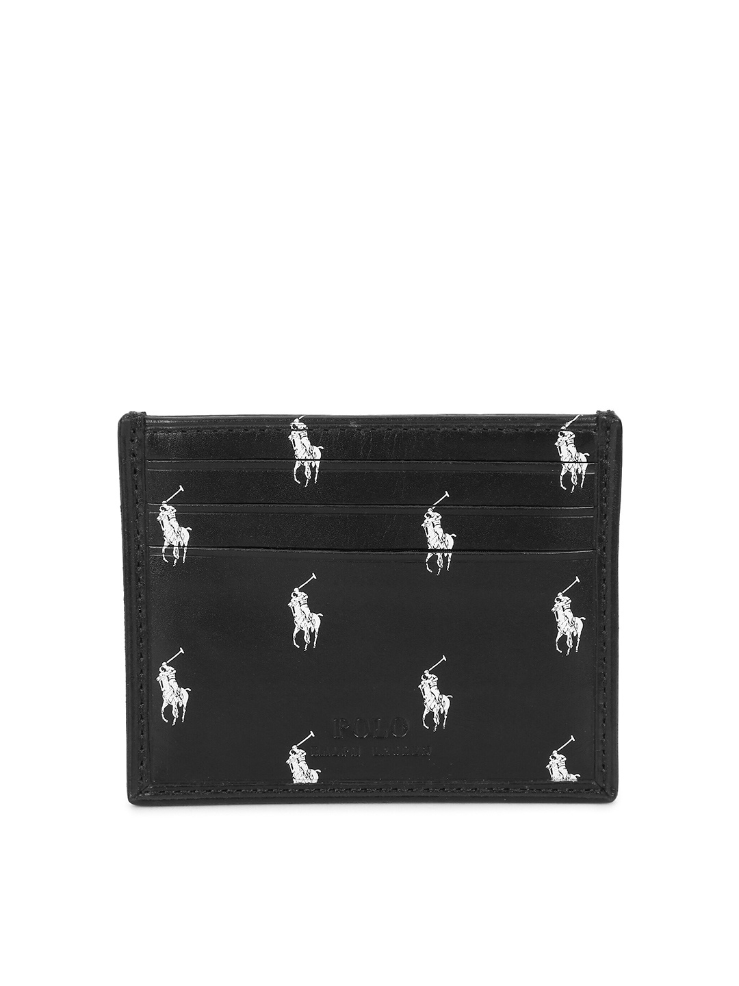 

Polo Ralph Lauren Men Black & White Printed Leather Card Holder