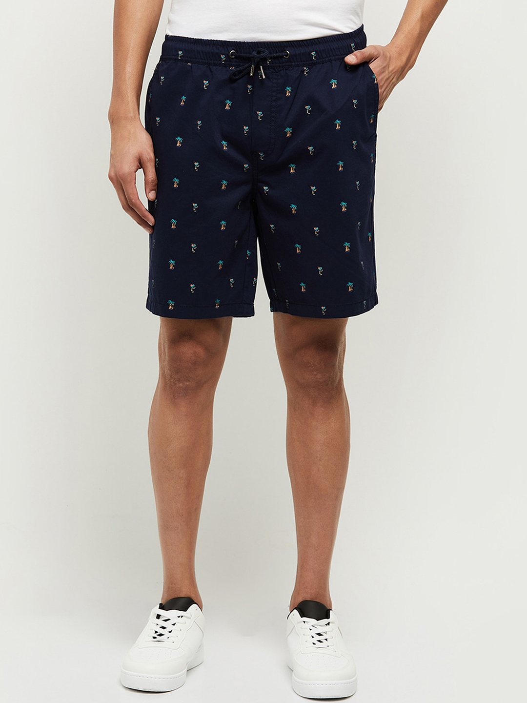 

max Men Navy Blue Conversational Printed Shorts