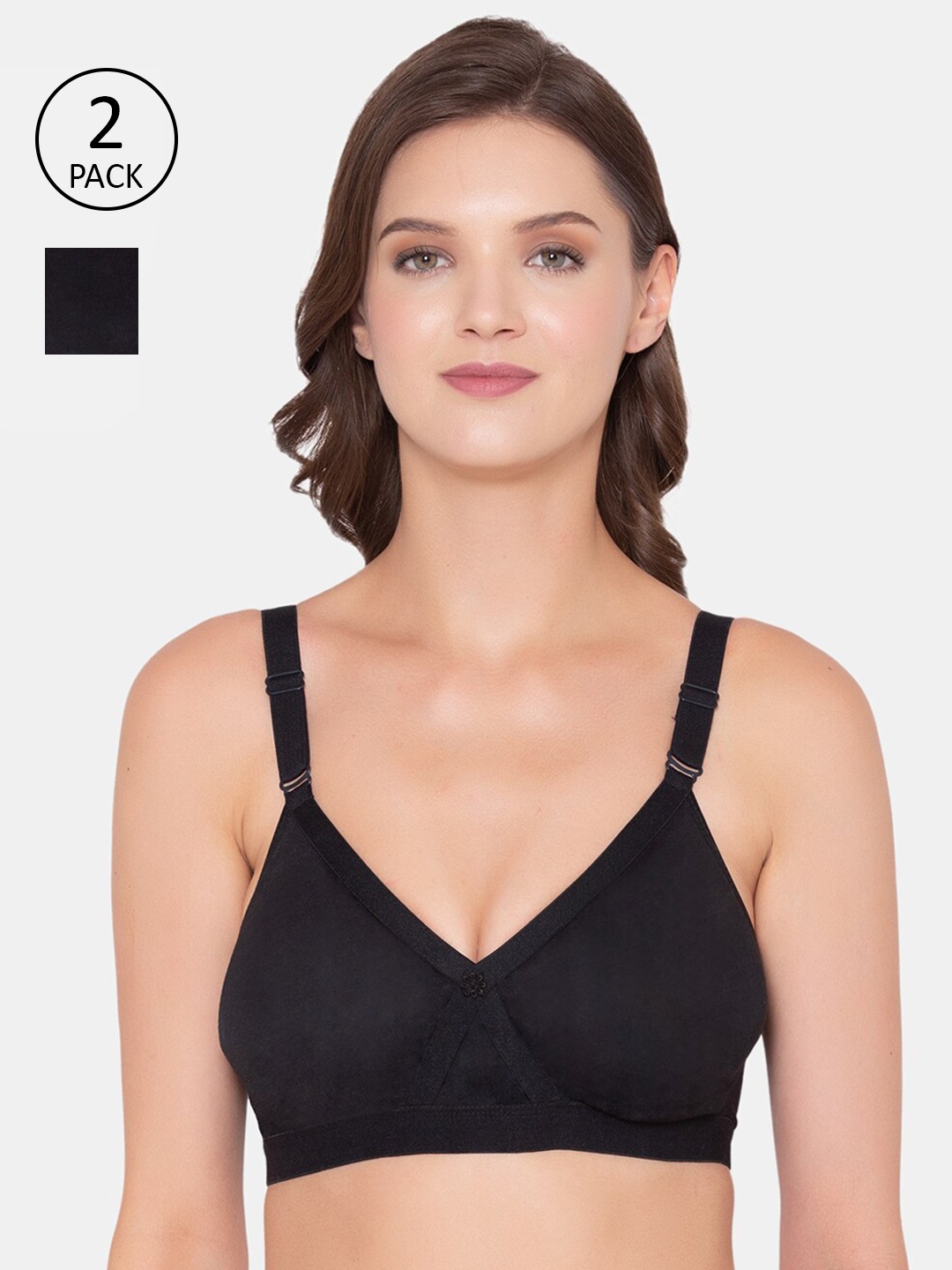 

Souminie Non-Wired & Non-Padded Minimizer Bra Pack Of 2, Black