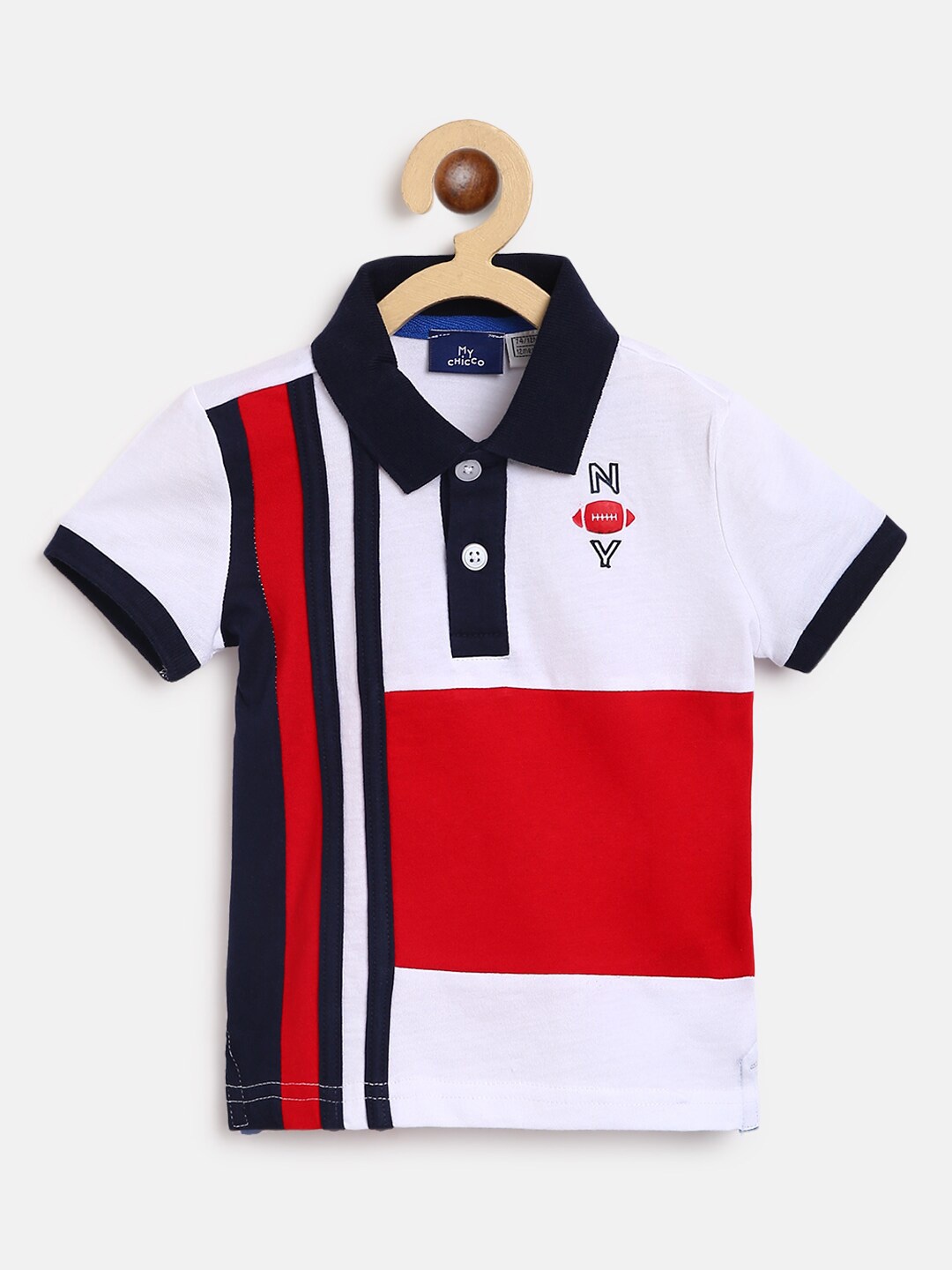 

Chicco Boys White colourblock Polo Collar T-shirt