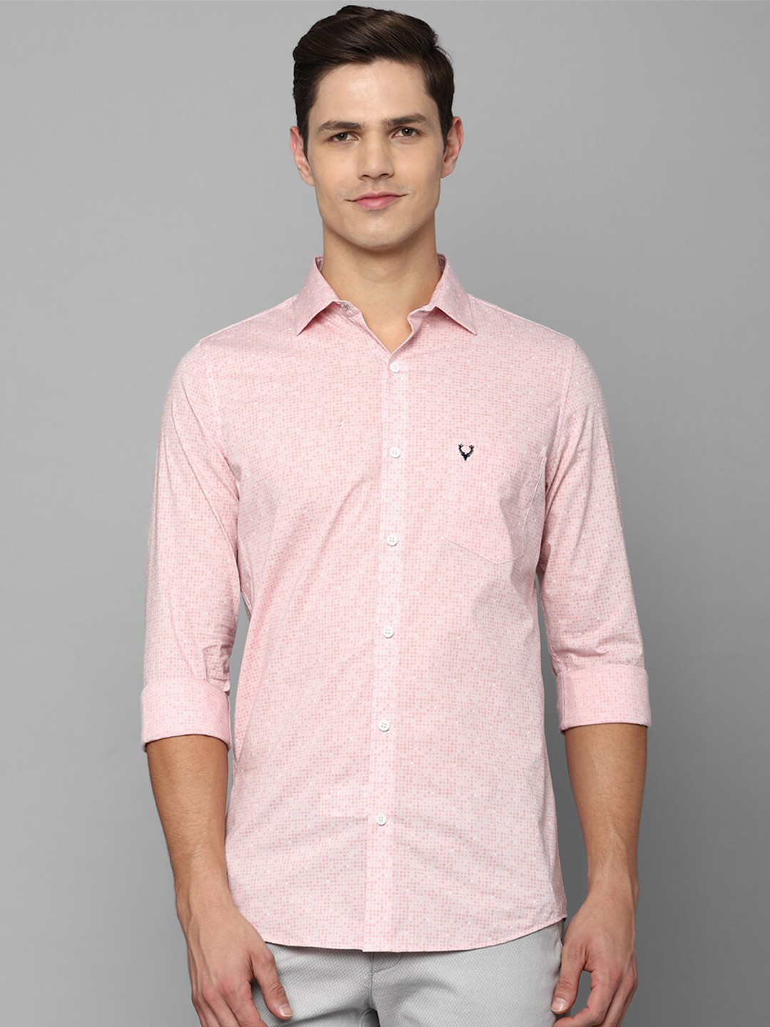 

Allen Solly Men Pink Slim Fit Printed Casual Shirt