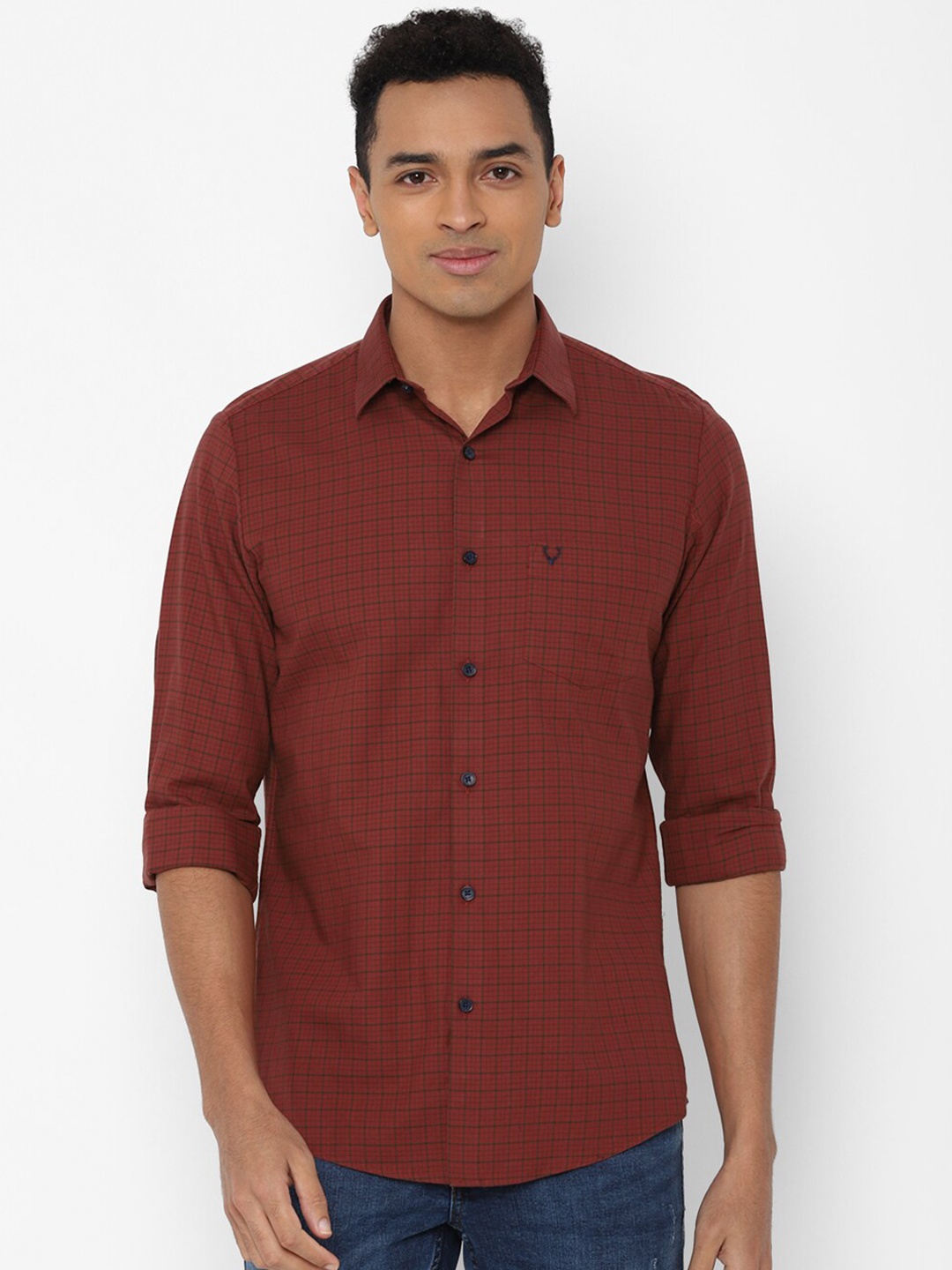 

Allen Solly Men Maroon Slim Fit Checked Casual Shirt