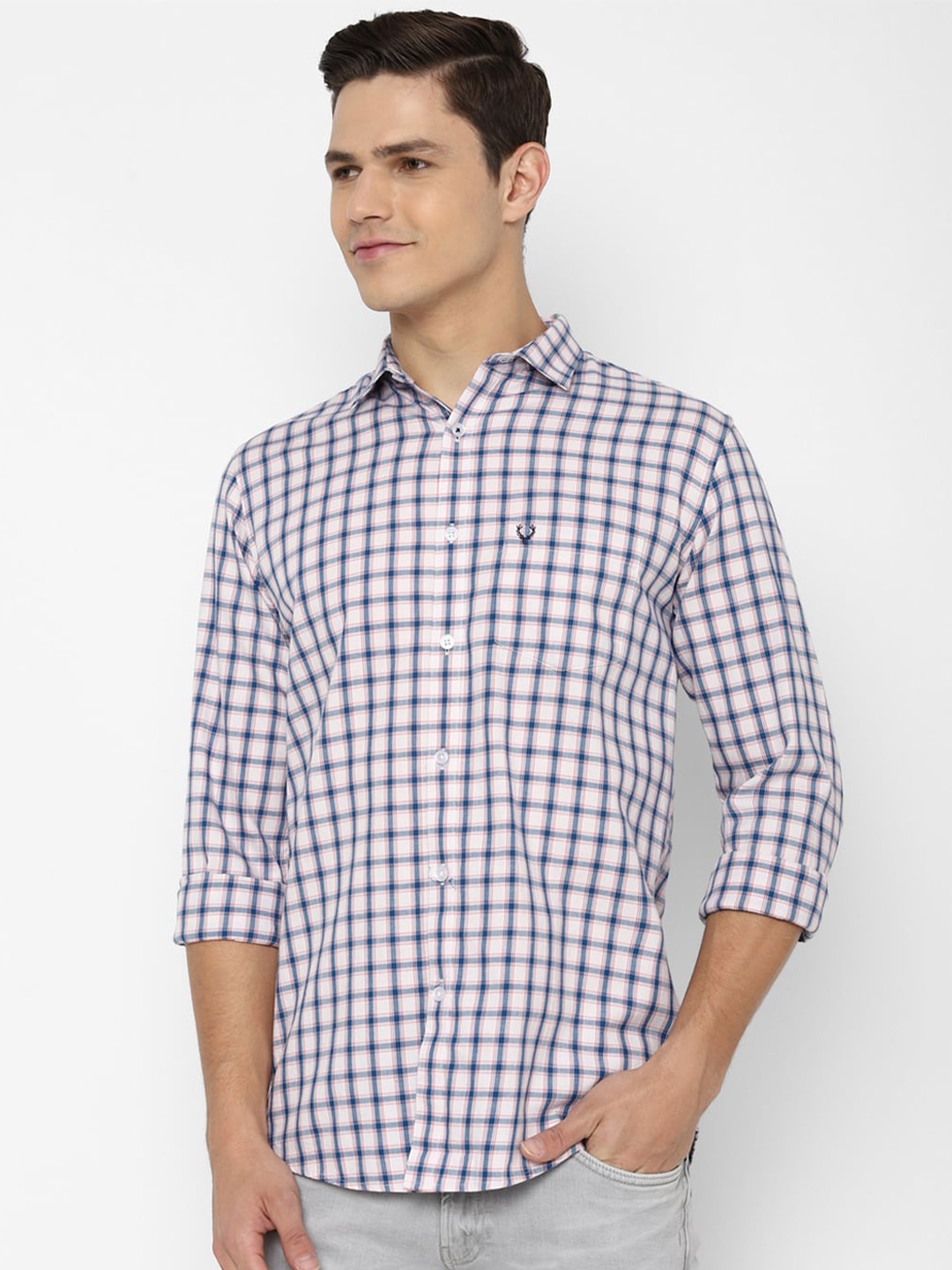 

Allen Solly Men Pink Slim Fit Gingham Checks Checked Casual Shirt