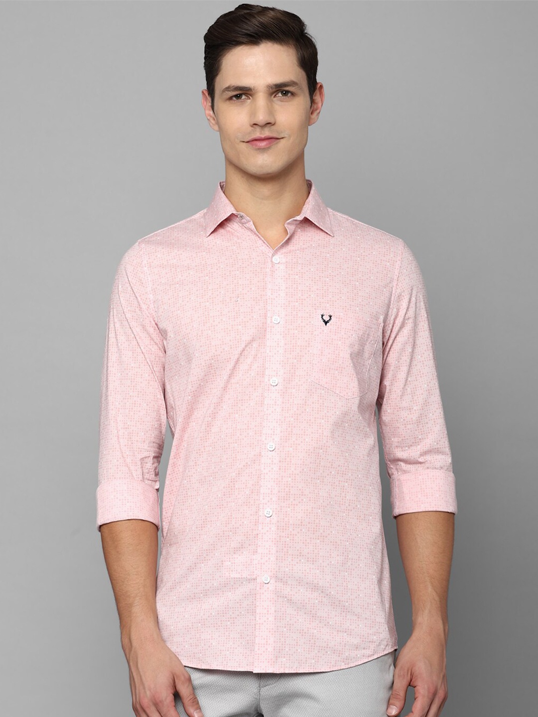 

Allen Solly Men Pink Slim Fit Printed Casual Shirt