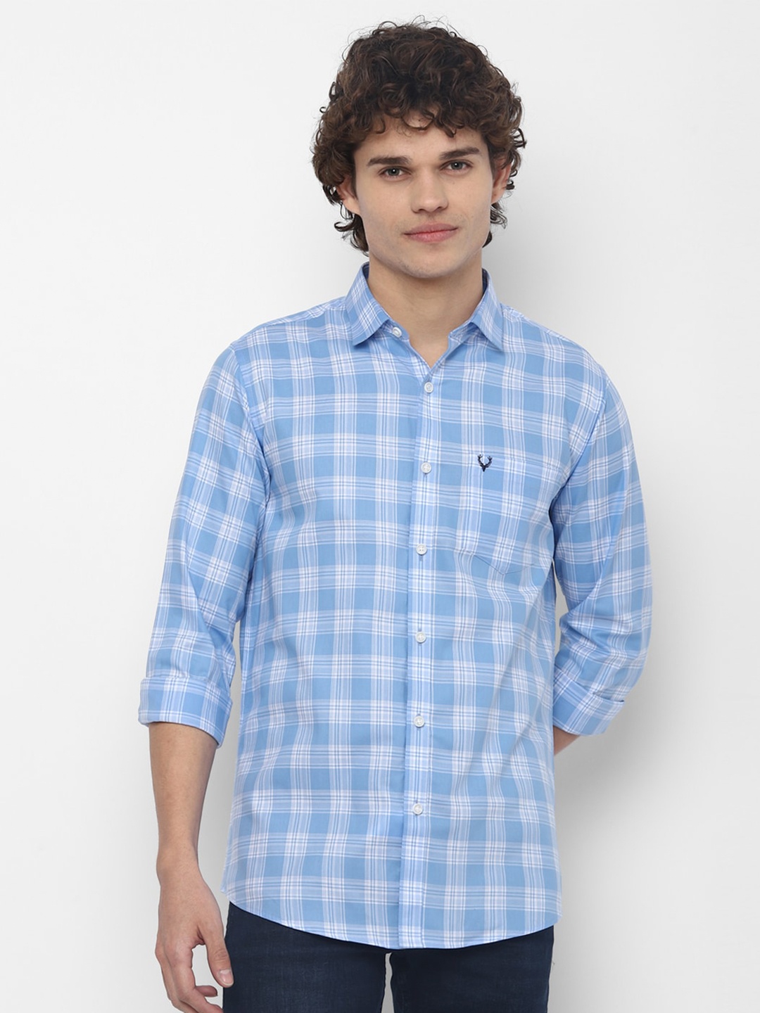 

Allen Solly Men Blue Slim Fit Buffalo Checked Pure Cotton Casual Shirt