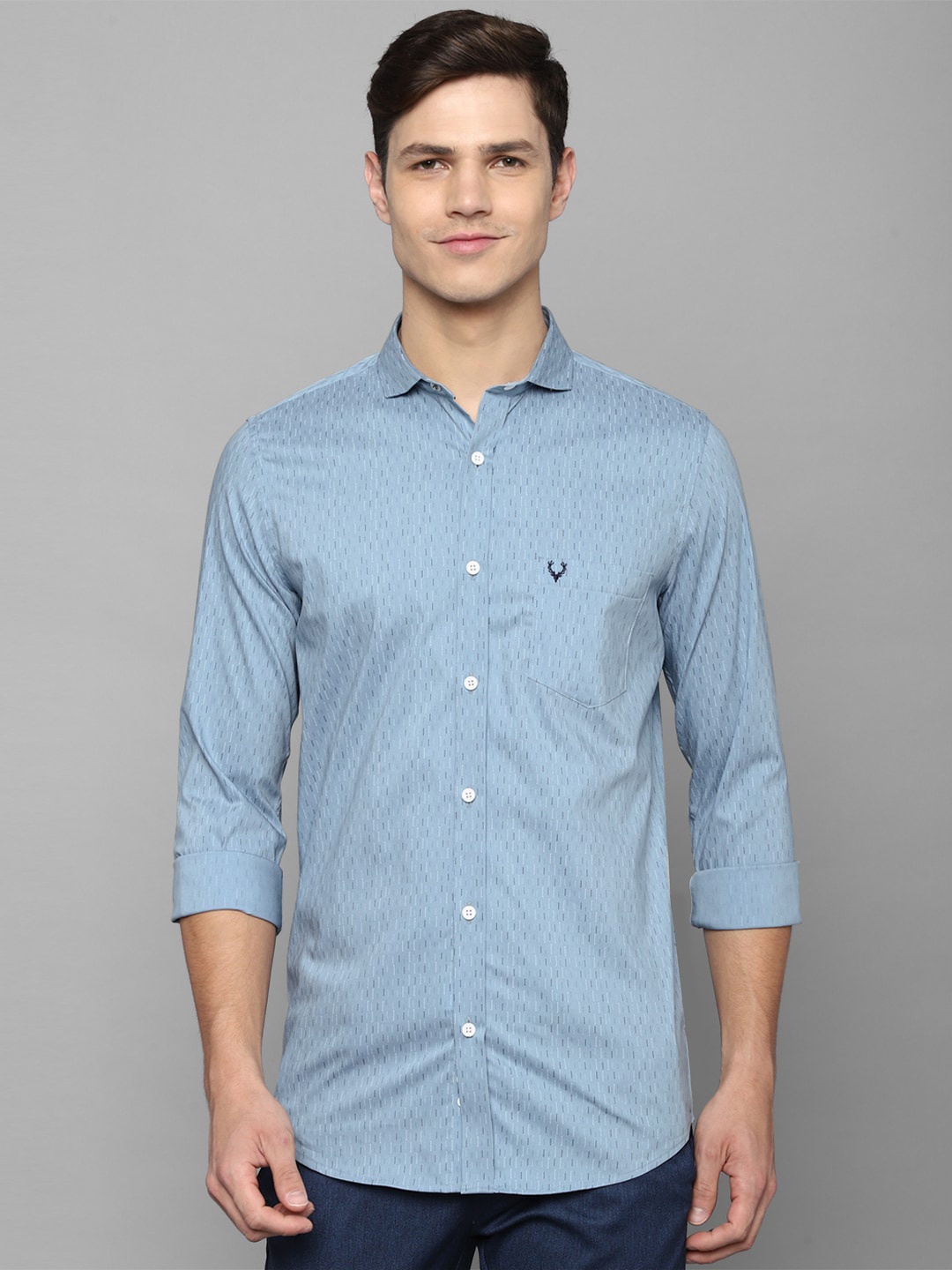 

Allen Solly Men Blue Slim Fit Printed Casual long sleeve Shirt