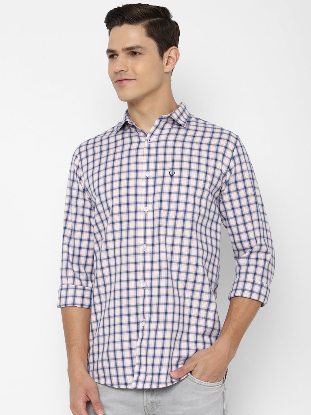 

Allen Solly Men White Slim Fit Gingham Checks Checked Casual Shirt