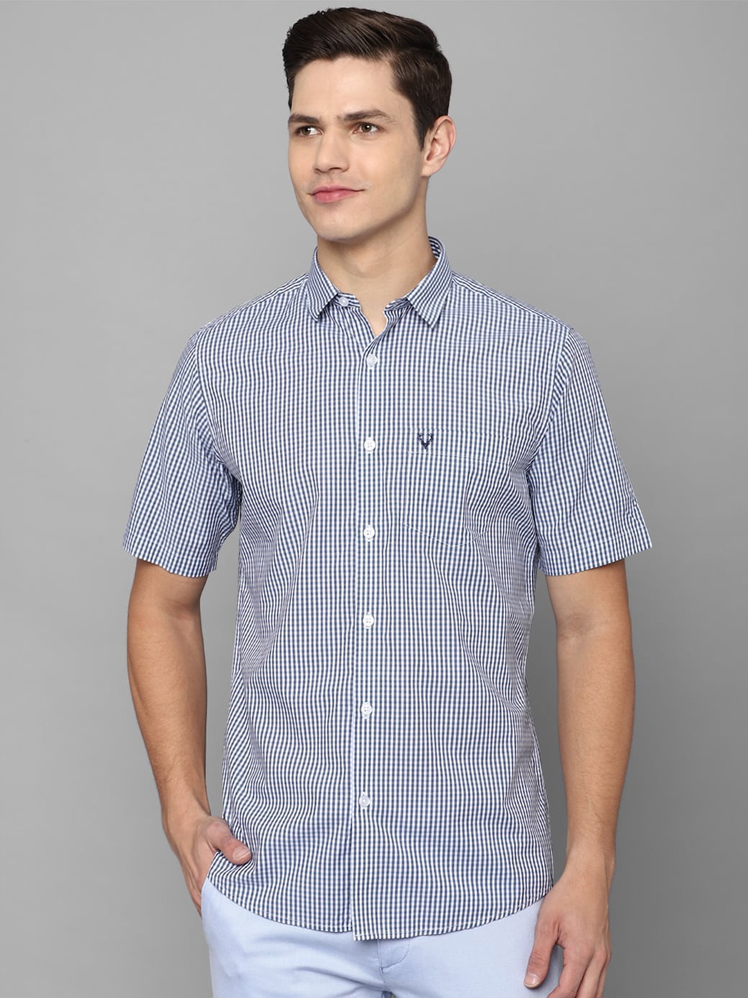 

Allen Solly Men Blue Checked Full Sleeve Casual Shirt