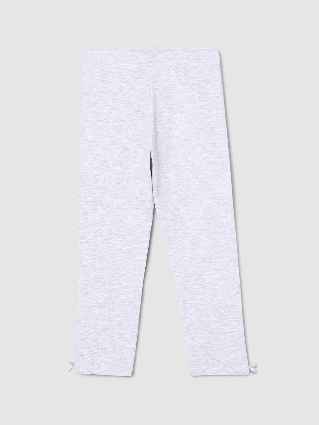 

max Girls Grey Melange Solid Ankle-Length Leggings