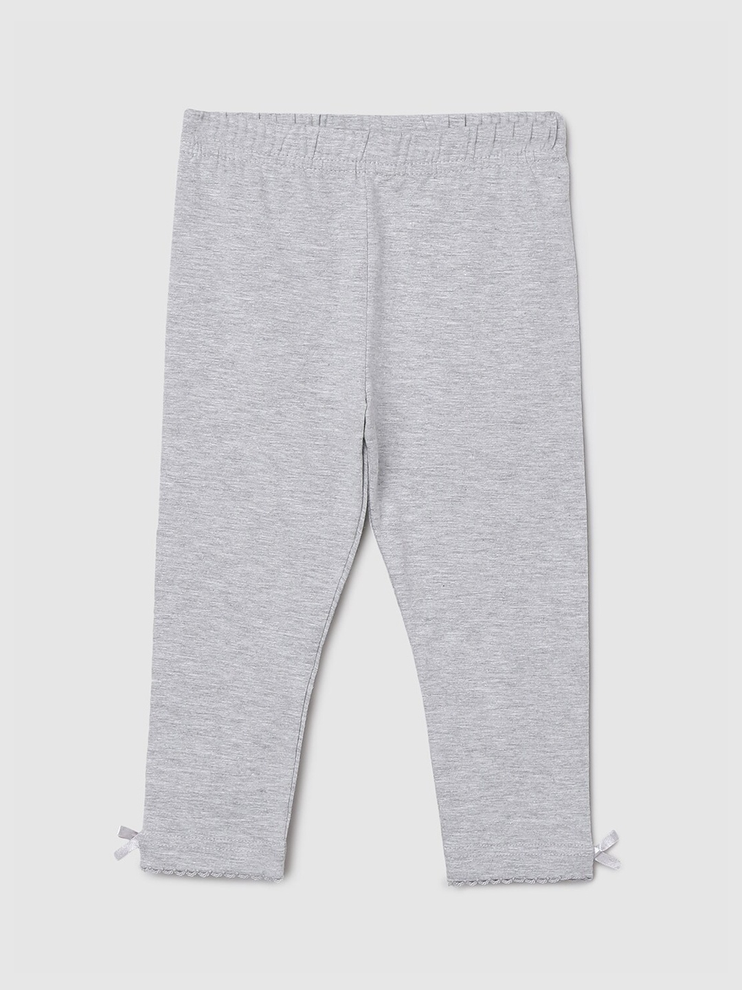 

max Girls Grey Solid Ankle-Length Leggings