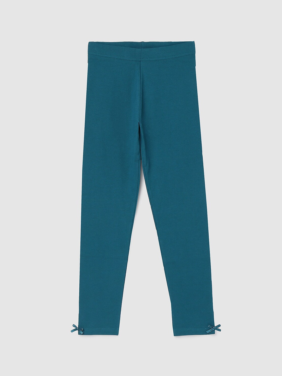 

max Girls Teal Solid Ankle Length Leggings