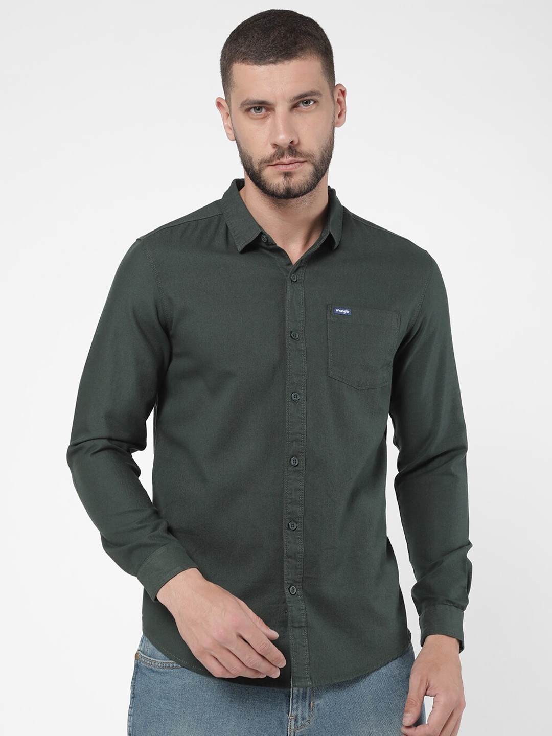 

Wrangler Men Teal Classic Slim Fit Casual Shirt