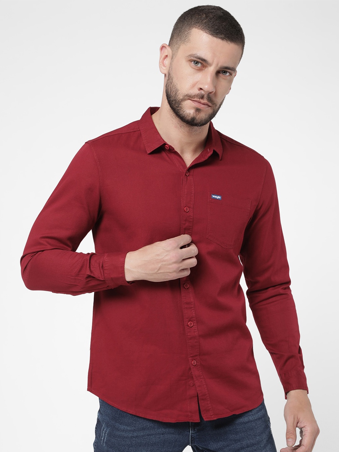 

Wrangler Men Maroon Classic Slim Fit Casual Shirt