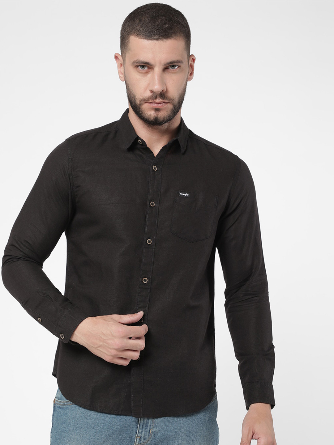 

Wrangler Men Black Classic Casual Shirt
