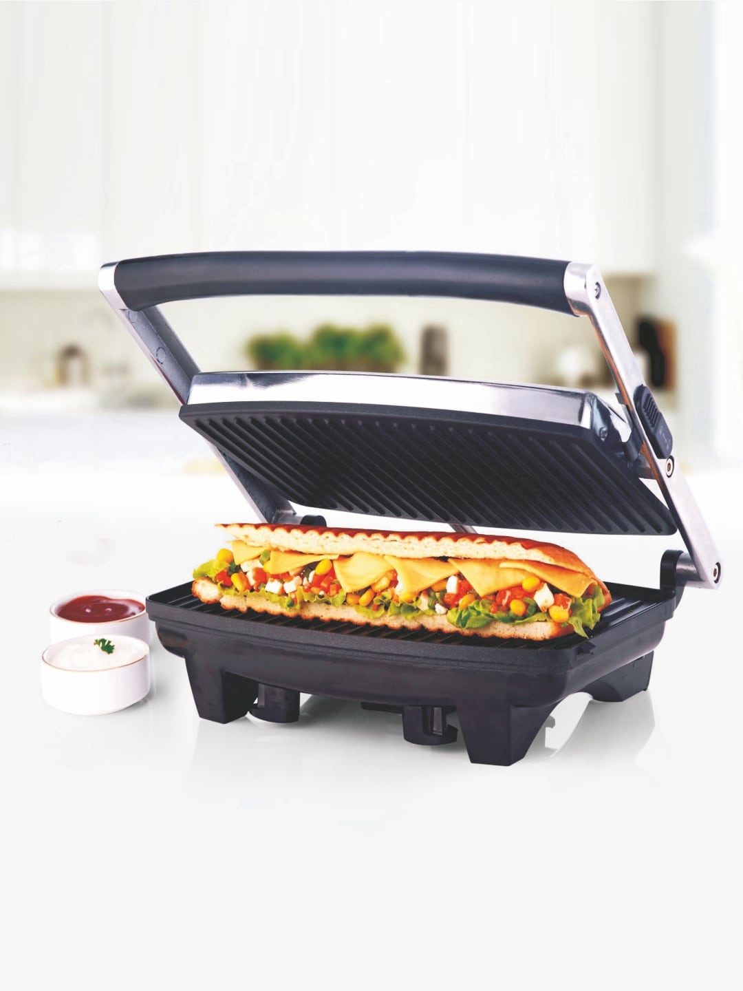 

BOROSIL Jumbo Black Solid 1000-Watt Grill Sandwich Maker