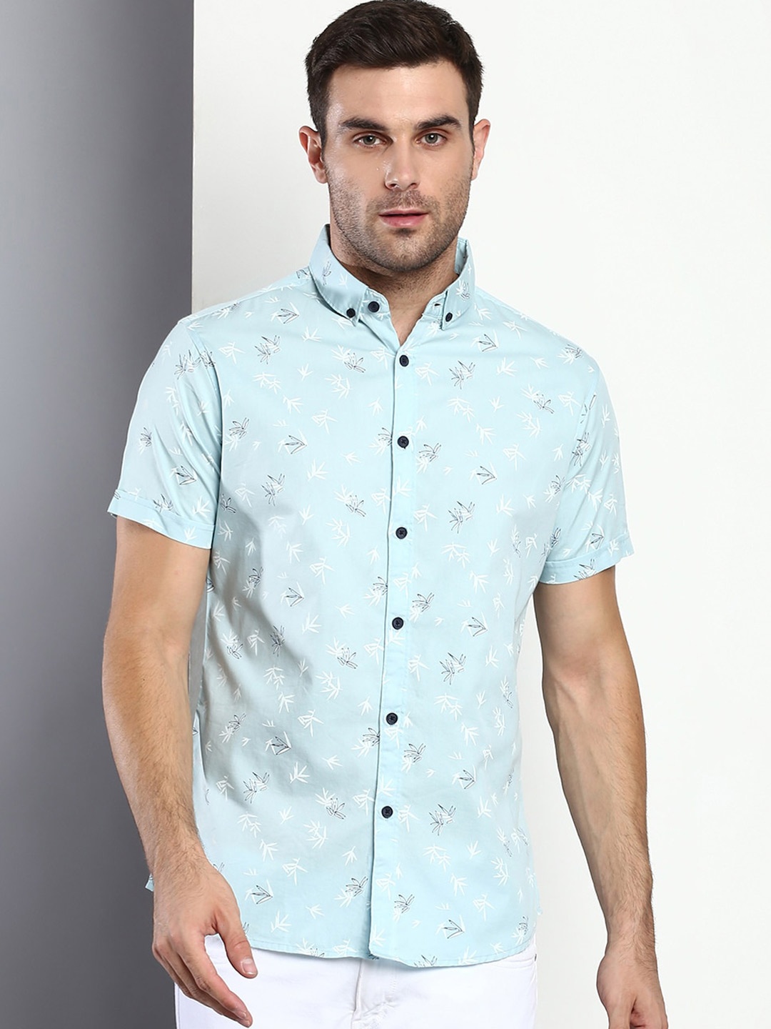 

Dennis Lingo Men Blue Slim Fit Printed Casual Shirt