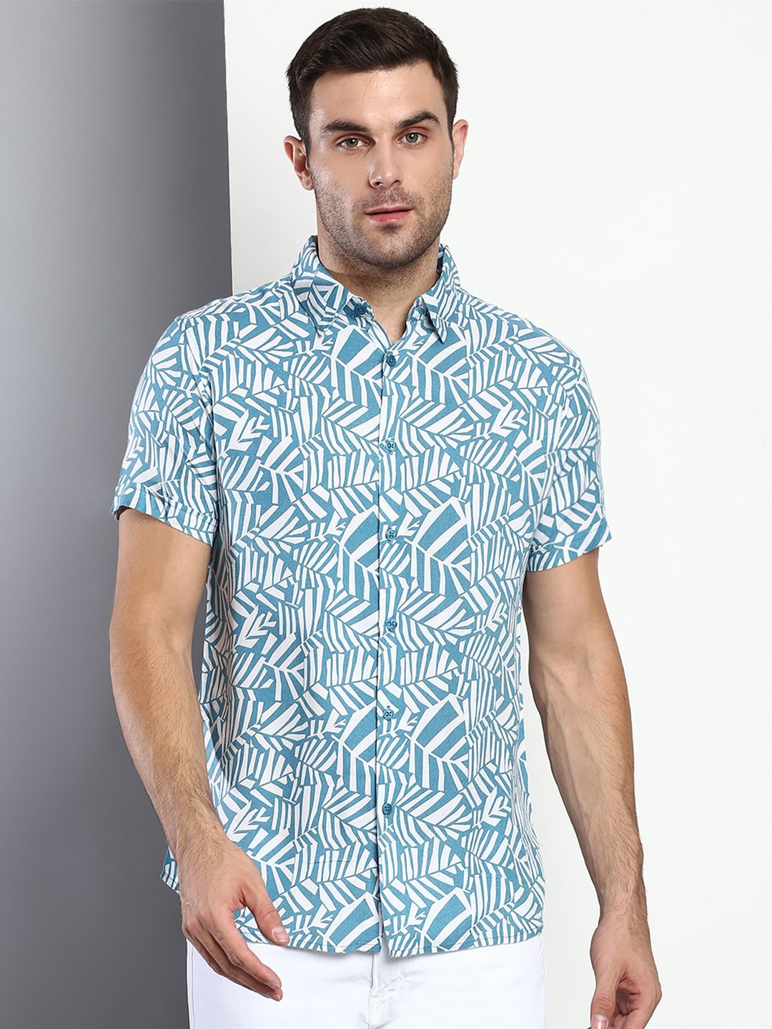 

Dennis Lingo Men Blue Slim Fit Printed Casual Shirt