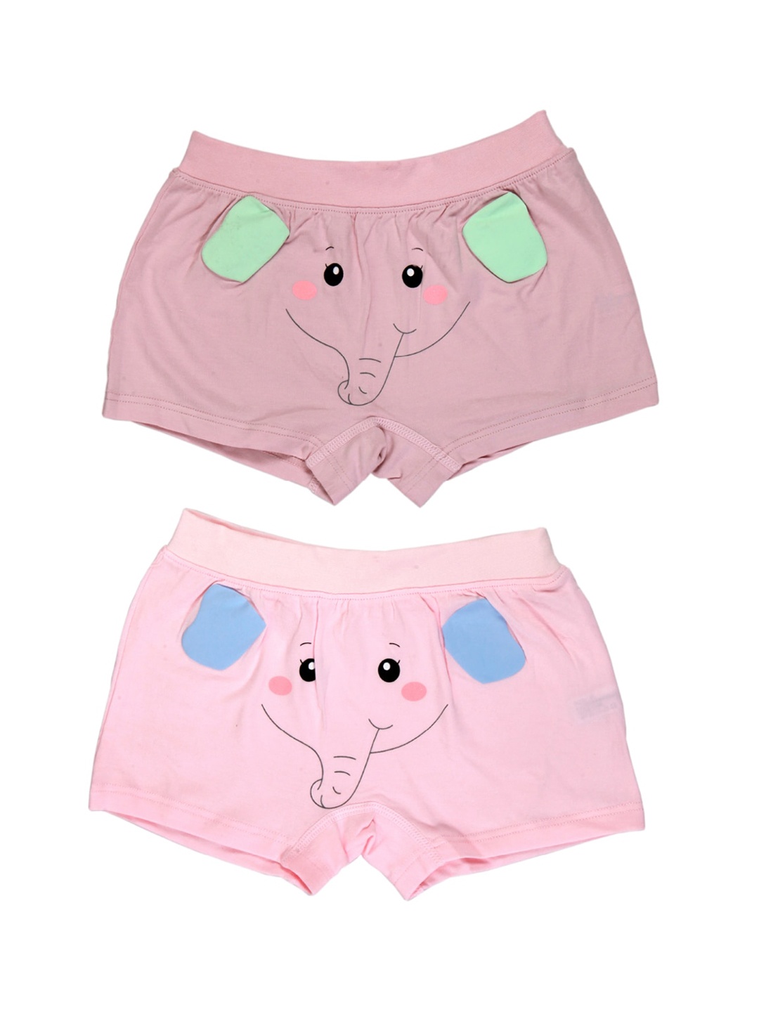 

Baby Moo Kids Pack of 2 Pink Elephant Ears Printed Cotton Boxer Briefs