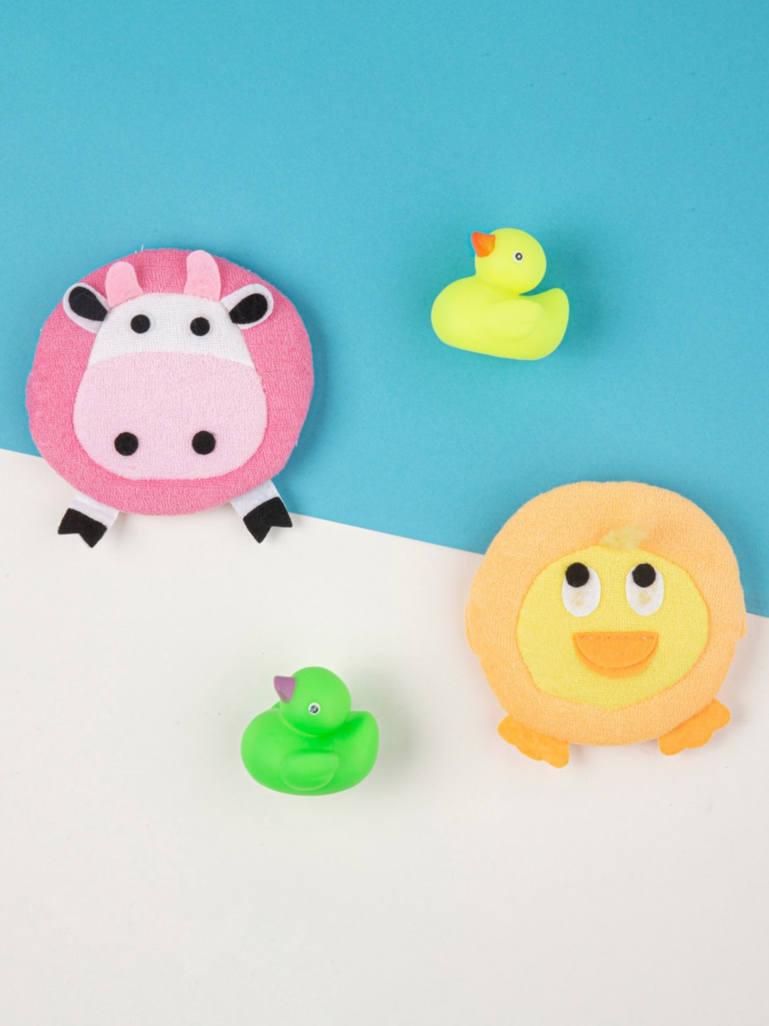 

Baby Moo Kids Pack of 4 Multicoloured Animal Bath Sponge, Multi